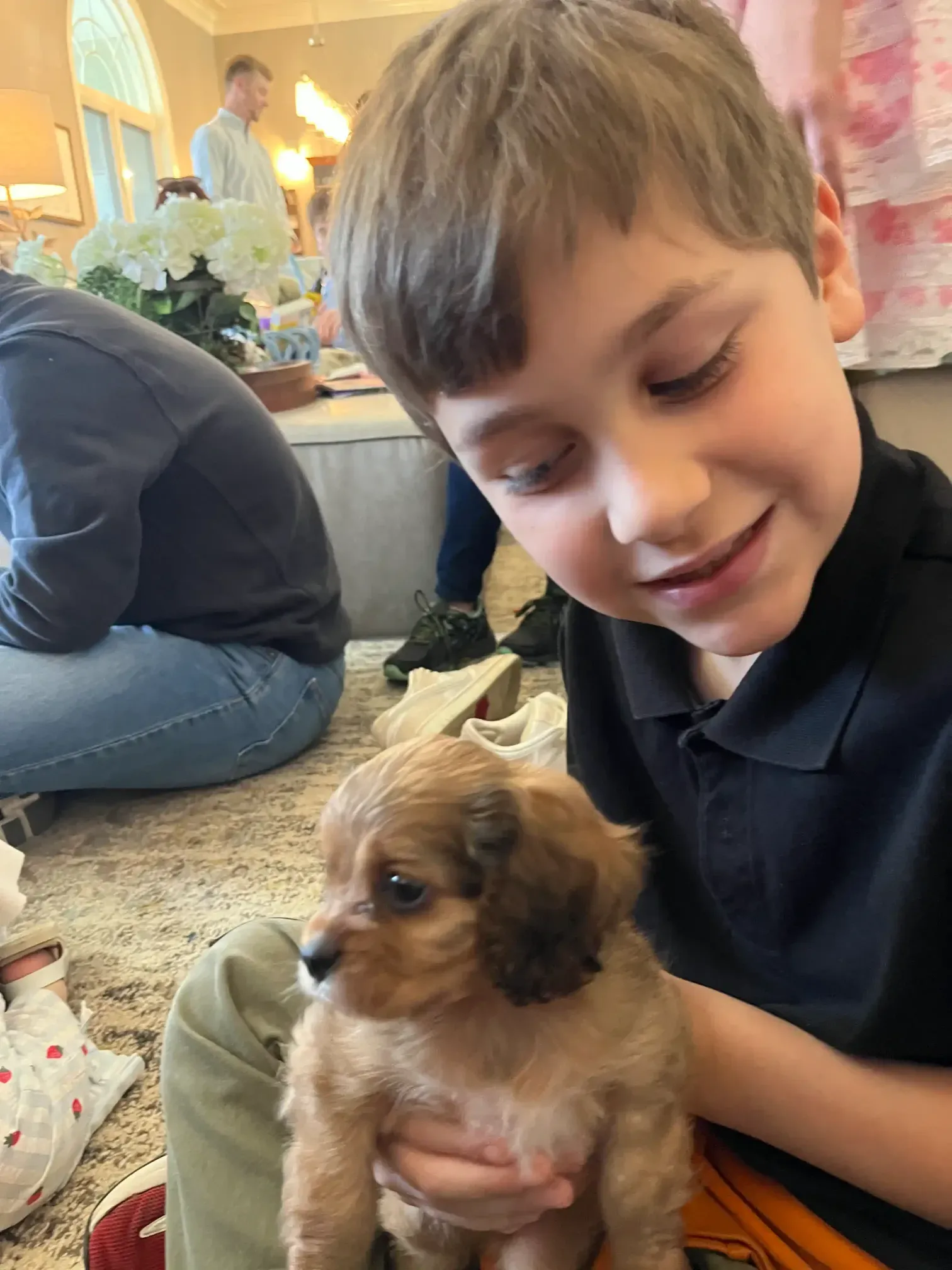Caleb and his aunt's puppy