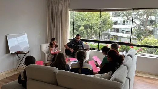 Elizabeth leading a Bible study