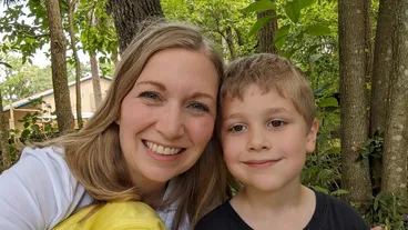Amy and Caleb at the zoo