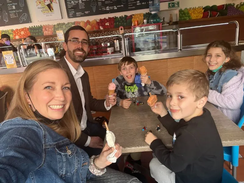 Celebrating after getting our temporary resident visas with some ice cream.