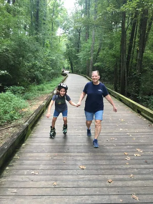 Walking at the park with Grammy.