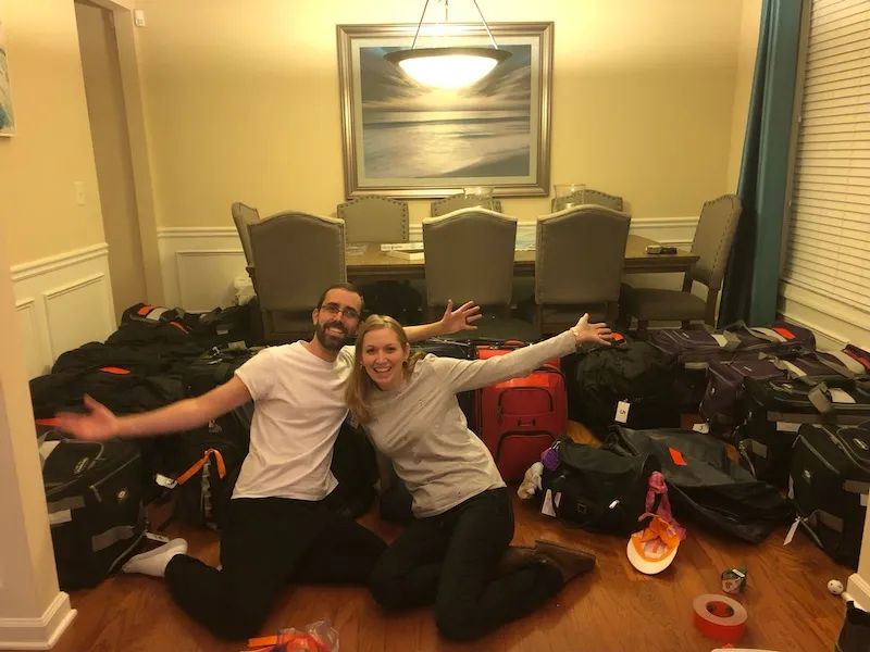 Amy did a great job helping us get everything packed. Here we are with most our bags packed.